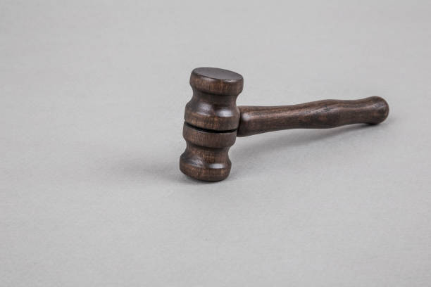 istock Wooden gavel on grey 643635666