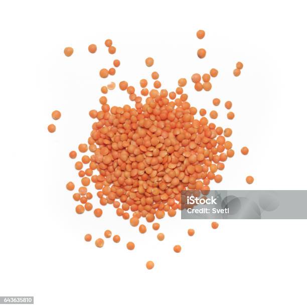 Red Lentil On White Stock Photo - Download Image Now - Lentil, Cut Out, White Background