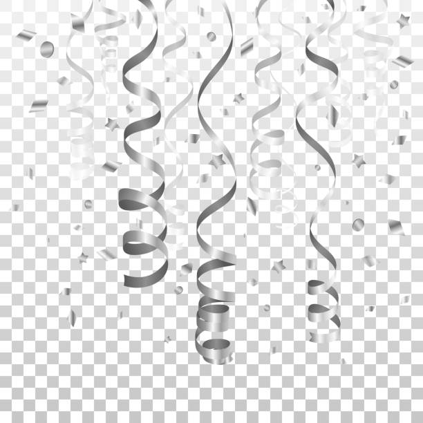 Silver Streamer And Confetti Stock Illustration - Download Image Now -  Streamer, Silver Colored, Vector - iStock