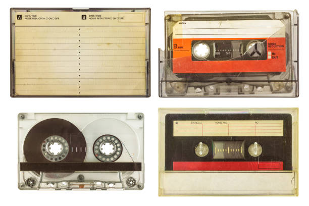 istock Vintage audio compact cassettes isolated on white 643636212