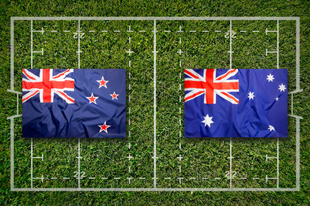 New Zealand vs. Australia flags, rugby