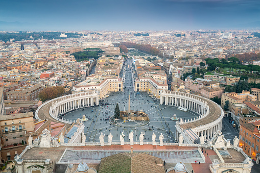 The Fountain of Monte Cavallo in Piazza del Quirinale (Quirinale Square) in Rome, Lazio Province, Italy.