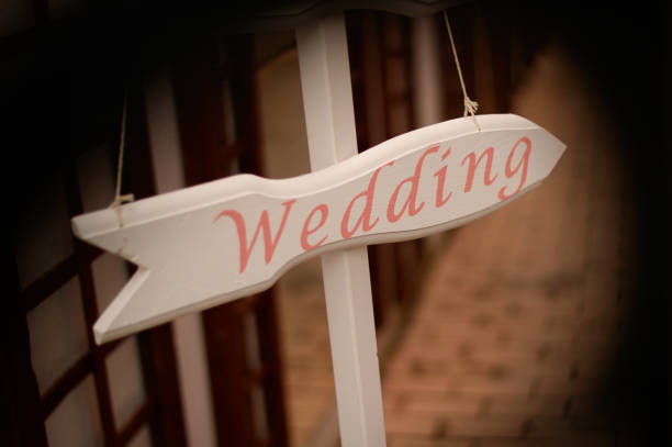 istock Wooden wedding sign 643655022