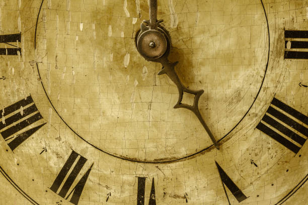 istock Close up of an ancient weathered clock 643656412