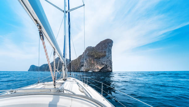 istock Sailing vessel moves in a sea 643660294