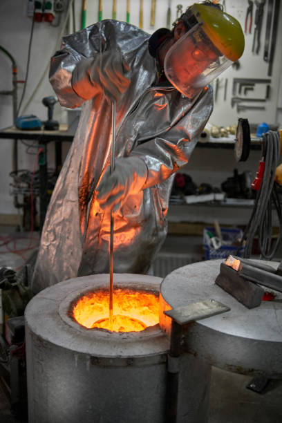 istock Melting bronze for casting a bronze scuplture 643662860