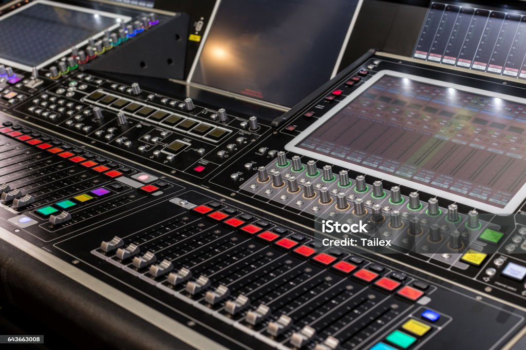 Stage Control Center Large Panel Of The Stage Controller With Screens Stock Photo - Download ...