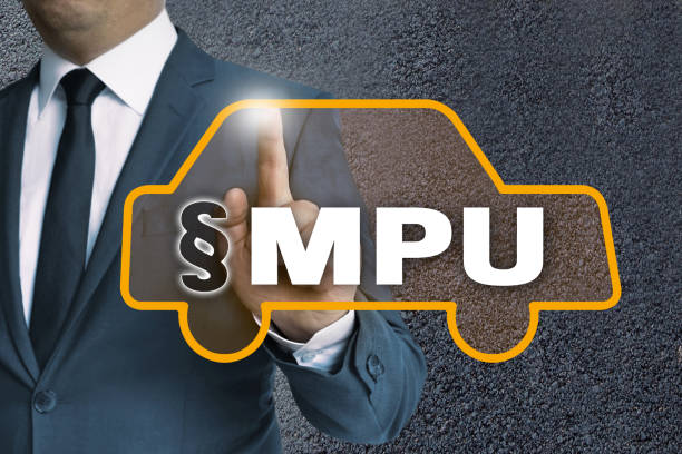 MPU auto touchscreen is operated by businessman concept stock photo