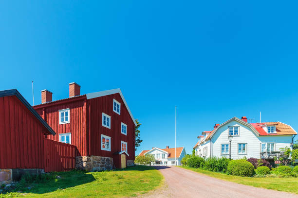 istock Old Swedish houses in Pataholm 643666034