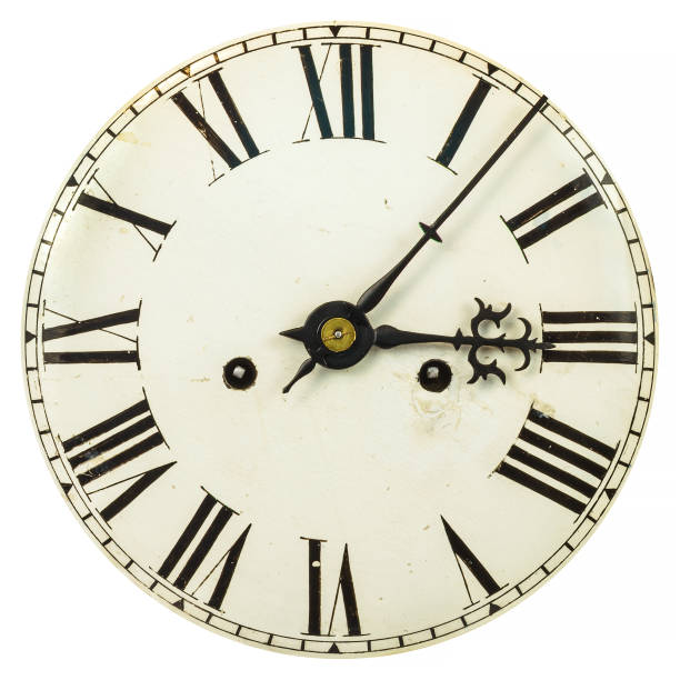 istock Vintage clock face with roman numbers 643666754