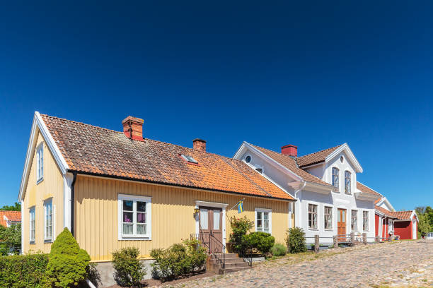 istock Old Swedish houses in Pataholm 643673040