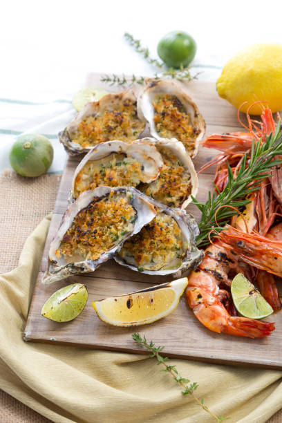 istock grill shrimp with garlic oyster 643678790