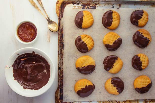 istock Cookies and chocolate topping top view 643678828