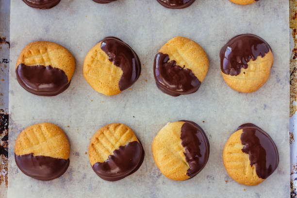 Shortbread cookies on cooking sheet top