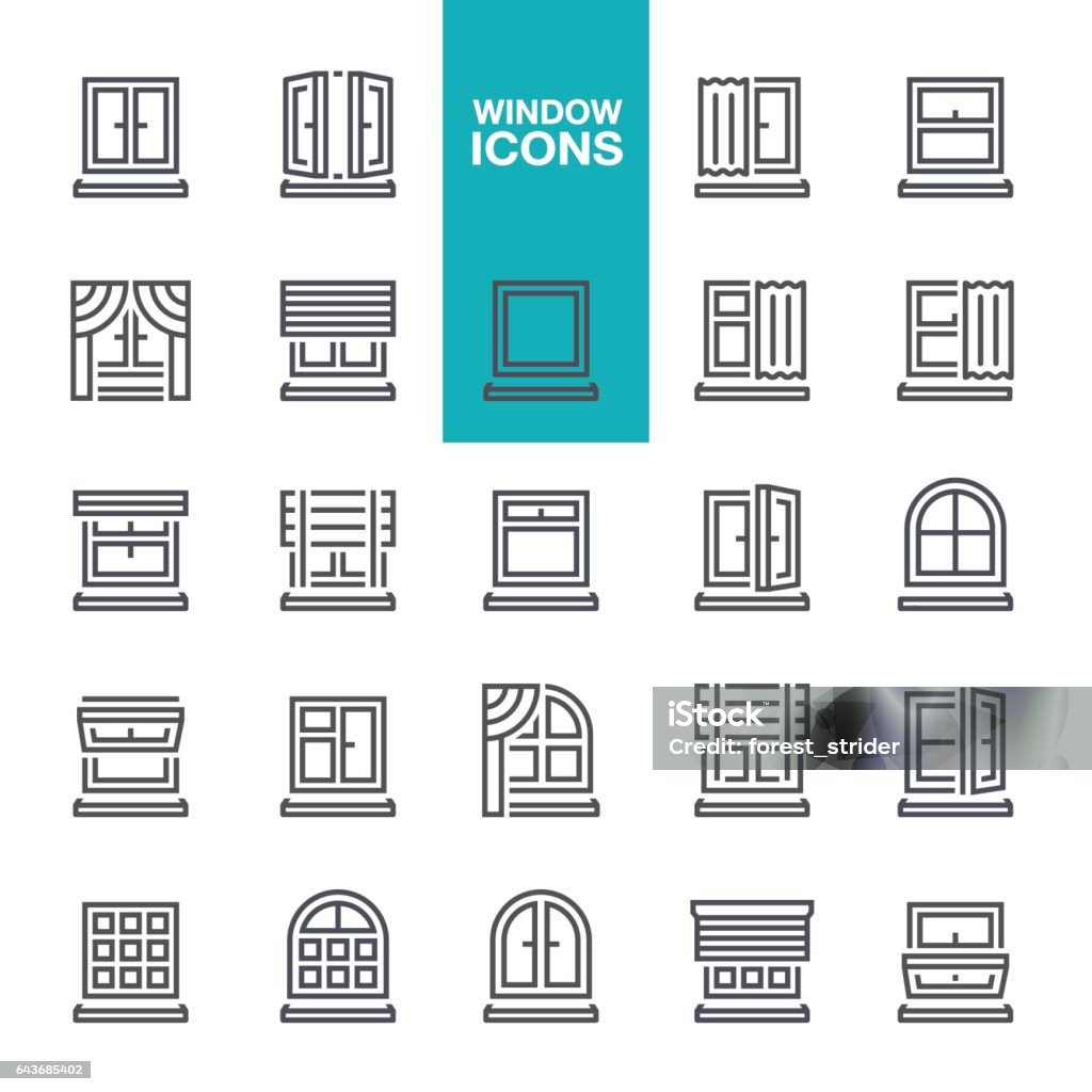 Window line icons Window, Residential Building, Home, construction, icon set, Window stock vector