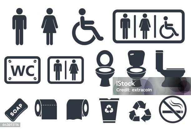 Toilet Icons Stock Illustration - Download Image Now - Toilet, Icon Symbol, Bathroom