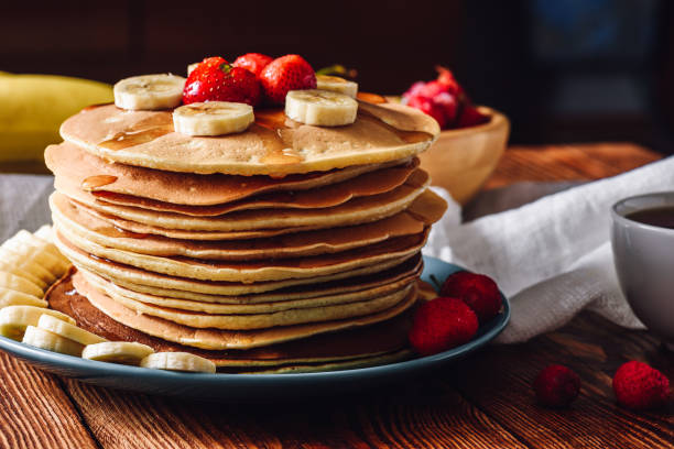 istock Homemade Pancakes with Fruits. 643693720