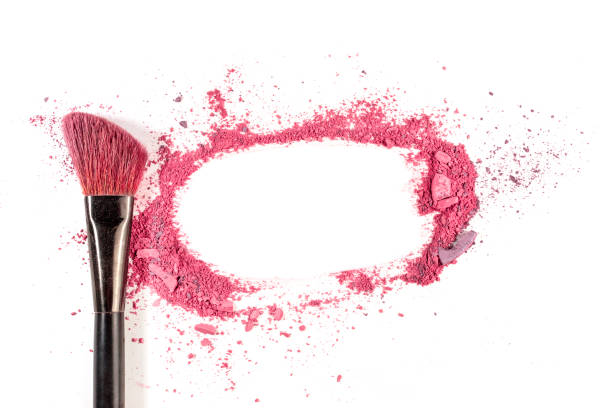istock Powder and blush forming frame, with makeup brush 643693968
