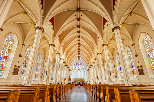 Stock photo of the interior of St. Mary's Basilica in Halifax, Nova Scotia, Canada