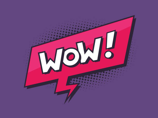Wow Speech Bubble WOW - comic text word in retro technicolor style vector illustration speechless quotes stock illustrations