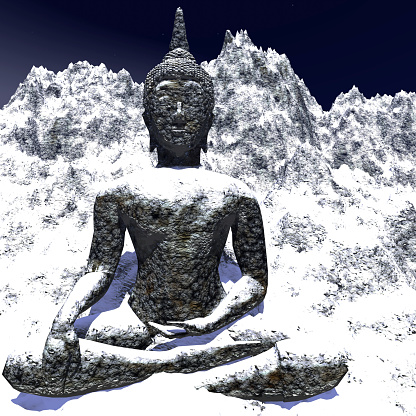 Digital visualization of a buddha statue