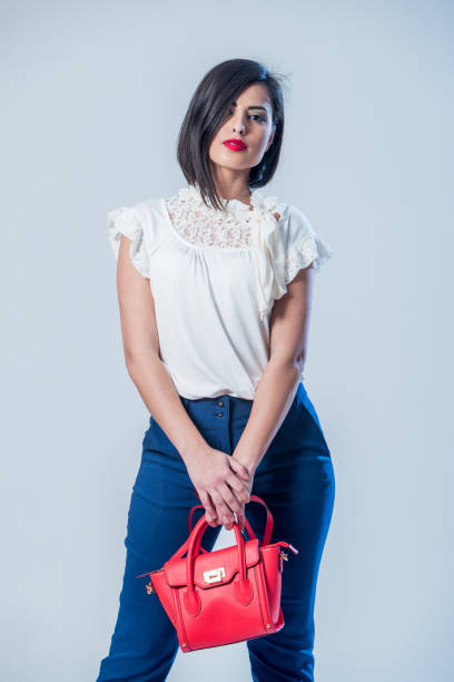 istock Red purse for fashionable look 643704830