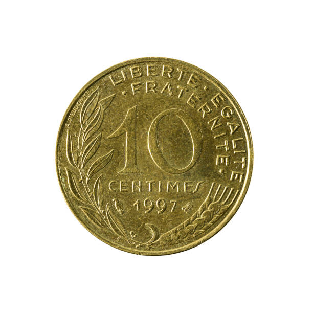 istock 10 french centimes coin (1997) obverse isolated on white background 643734244