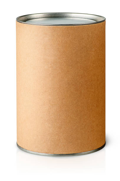 istock Cardboard tube with metal lids vertically 643747722