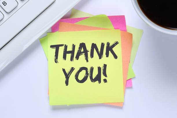 istock Thank you on notepaper office business desk 643782198