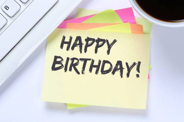 istock Happy Birthday greetings celebration business desk 643782236