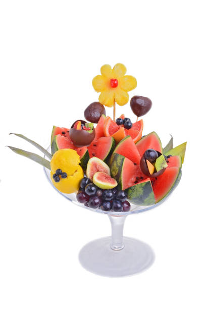 Glass with fruit decoration