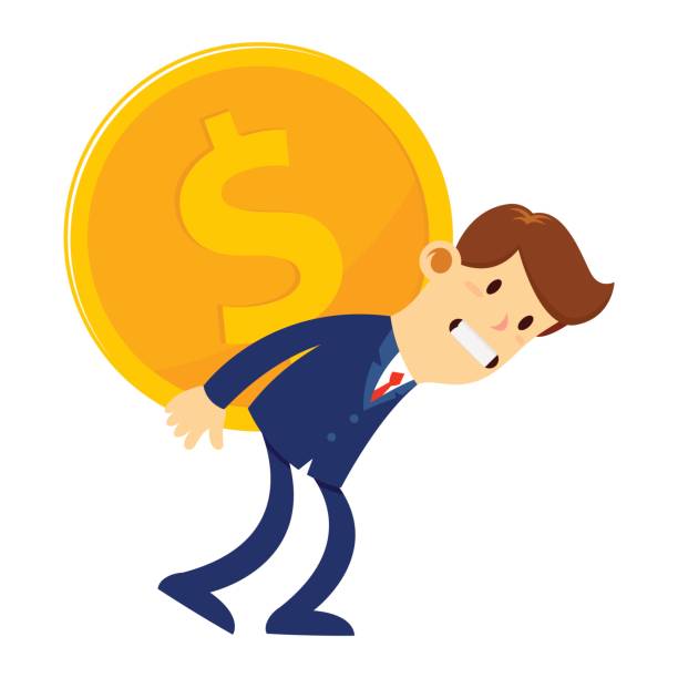 istock Businessman In Suit Carry Big Gold Coin On His Back 643810100