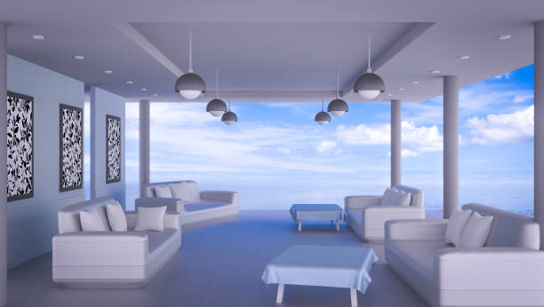 istock Beach lounge with sea and blue sk 643824692