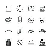 istock Baked bakery bread icons - line 643835638