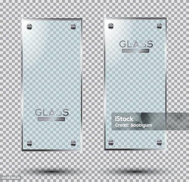 Two Glass Plates With Steel Rivets Isolated On Transparent Background Stock Illustration - Download Image Now