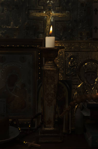 istock Burning candle in a church 643838826