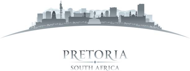 illustrazioni stock, clip art, cartoni animati e icone di tendenza di skyline della città di pretoria in sudafrica silhouette - pretoria