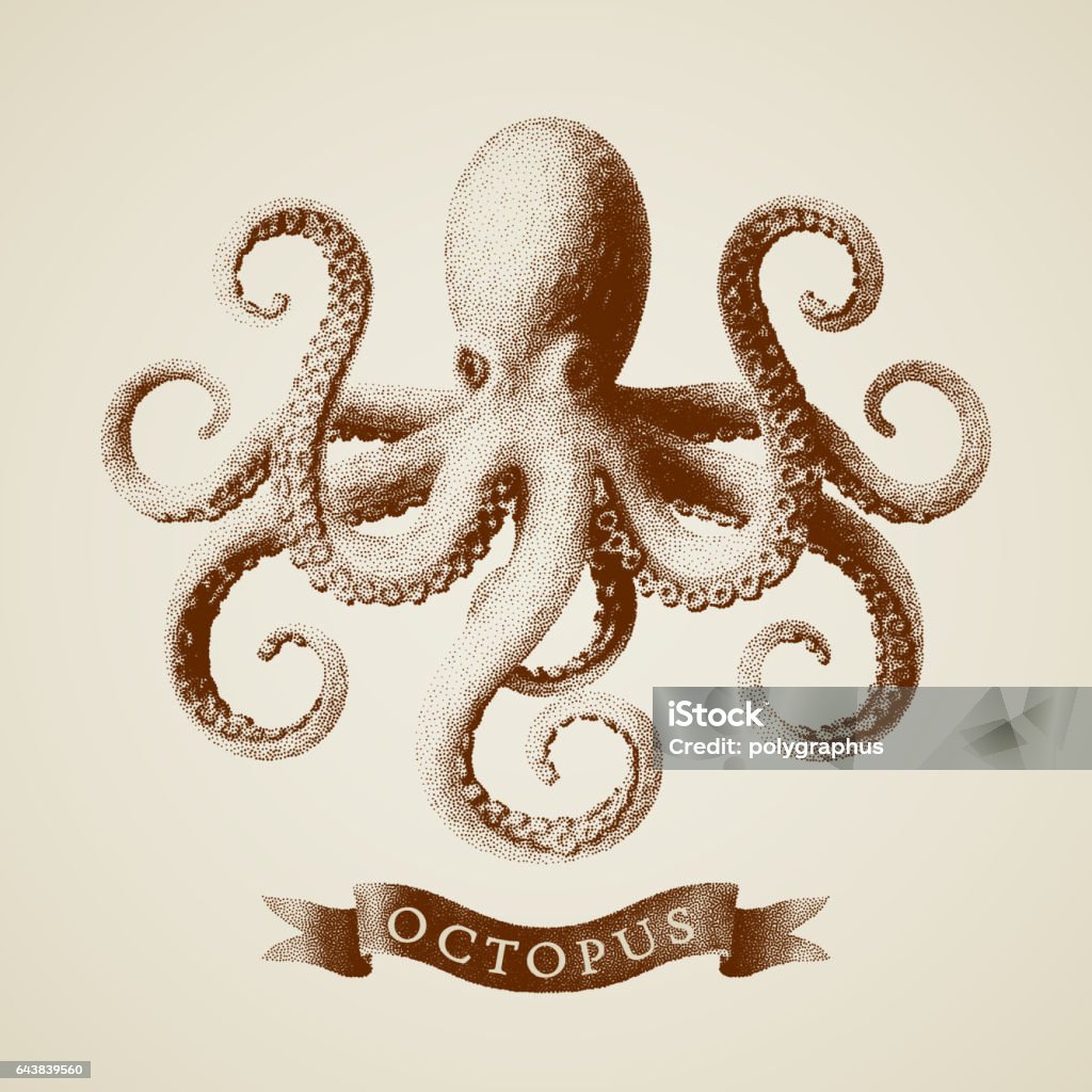 Vector octopus in engraving style Vector octopus in engraving style. Eps8. RGB Global colors Octopus stock vector
