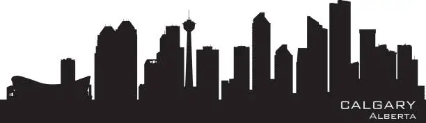 Vector illustration of Calgary Alberta Canada city skyline silhouette