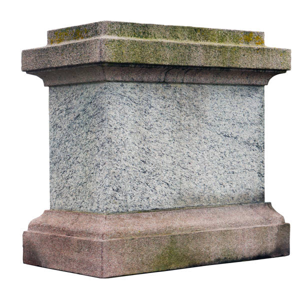 istock The pedestal for a statue or a column is made of roughly processed granite aged blocks. Isolated with patch 643844300