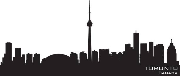Toronto Ontario Canada city skyline silhouette Toronto Ontario Canada city skyline vector silhouette illustration toronto stock illustrations