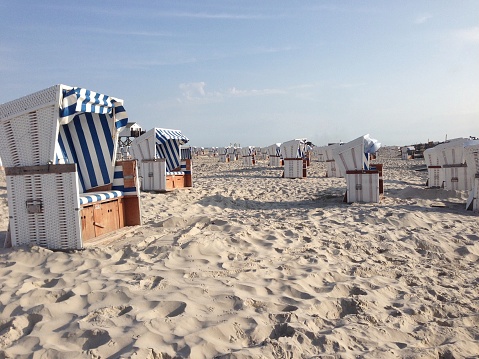 Chairs on beach at Indian River Bay, Delaware, USA