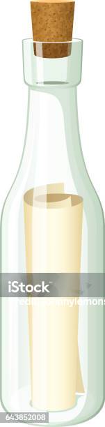 Message In A Bottle Stock Illustration - Download Image Now - Bottle, Communication, Container