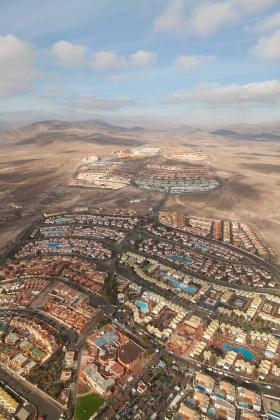 istock Fuerteventura Canarian island from plane window view 643854990