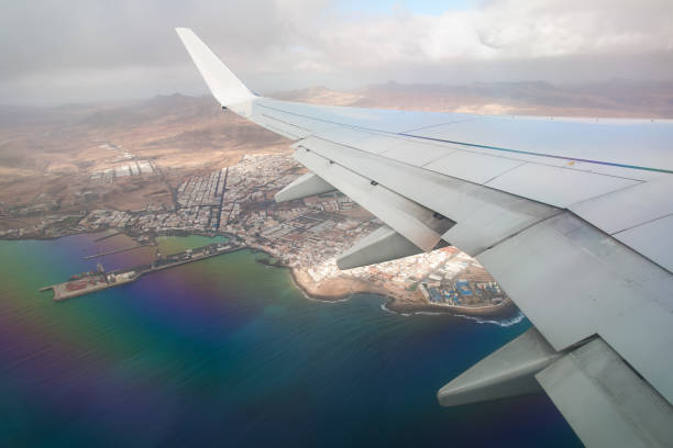 istock Fuerteventura Canarian island from plane window view 643855060