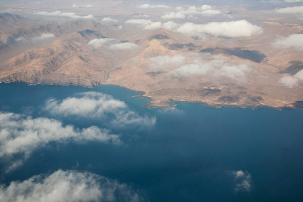 istock Fuerteventura Canarian island from plane window view 643855118