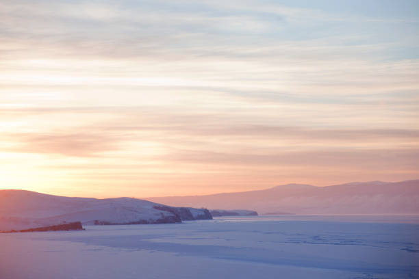 istock Lake Baikal, winter. Sunset landscape 643860462