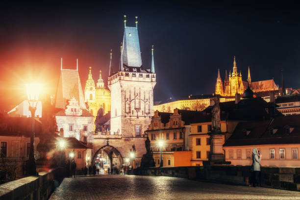 istock The View on Prague gothic Castle with Charles Bridge 643860622