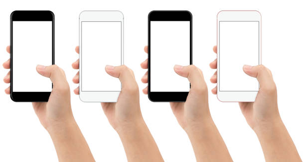 istock hand holding phone mobile isolated on white background clipping path 643860810