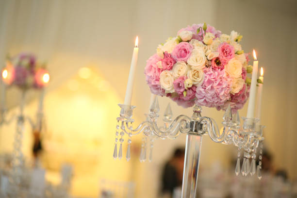 istock Colorful flower bouquet decoration with candles 643863444